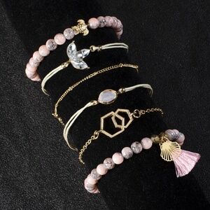 *NOLANI* 6-Pc Pink x Turtle Fashion Bracelet Set